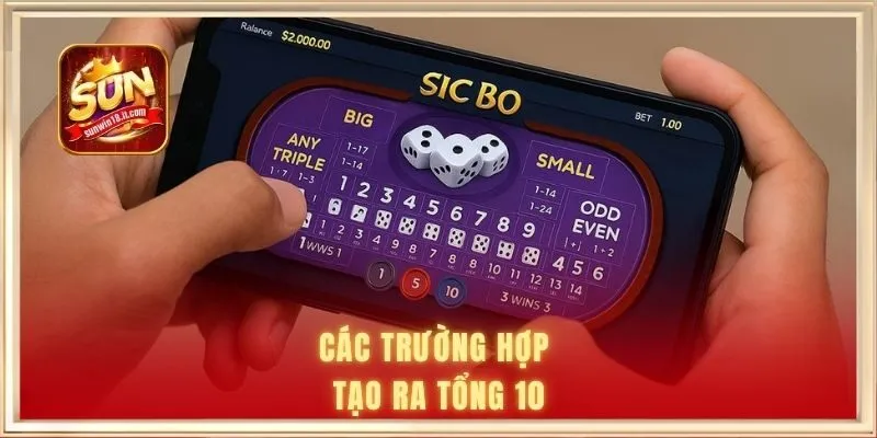 Các trường hợp tạo ra tổng 10
